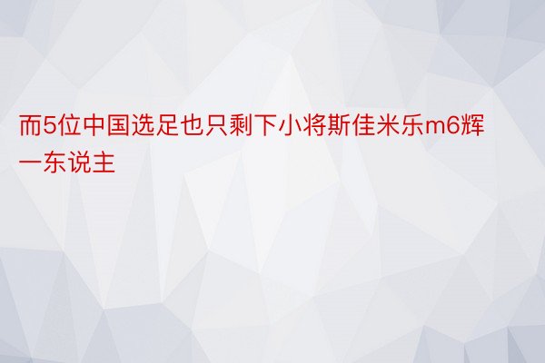 而5位中国选足也只剩下小将斯佳米乐m6辉一东说主