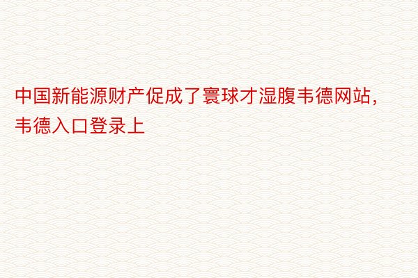 中国新能源财产促成了寰球才湿腹韦德网站，韦德入口登录上