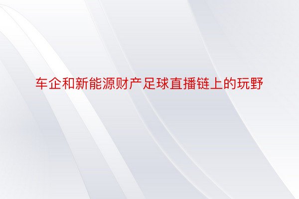 车企和新能源财产足球直播链上的玩野