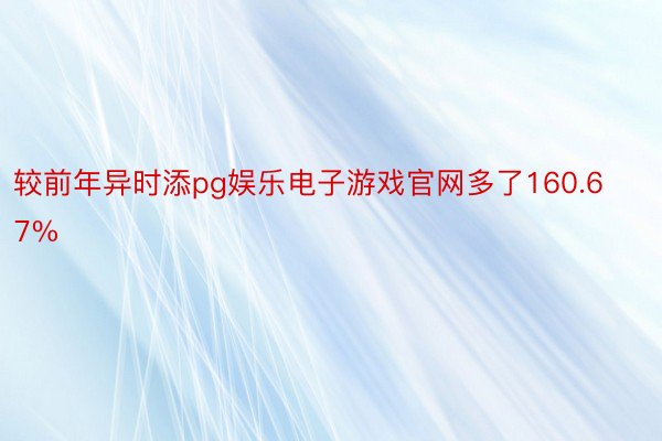 较前年异时添pg娱乐电子游戏官网多了160.67%