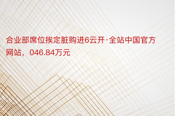 合业部席位挨定脏购进6云开·全站中国官方网站，046.84万元