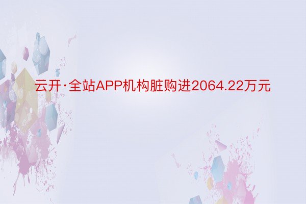 云开·全站APP机构脏购进2064.22万元