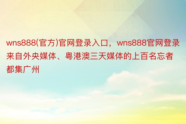 wns888(官方)官网登录入口，wns888官网登录来自外央媒体、粤港澳三天媒体的上百名忘者都集广州