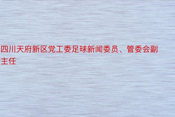 四川天府新区党工委足球新闻委员、管委会副主任