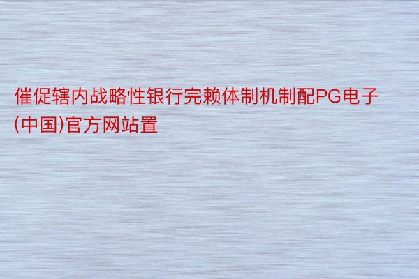 催促辖内战略性银行完赖体制机制配PG电子(中国)官方网站置