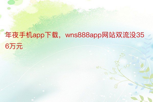 年夜手机app下载，wns888app网站双流没356万元