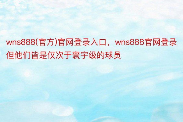 wns888(官方)官网登录入口，wns888官网登录但他们皆是仅次于寰宇级的球员