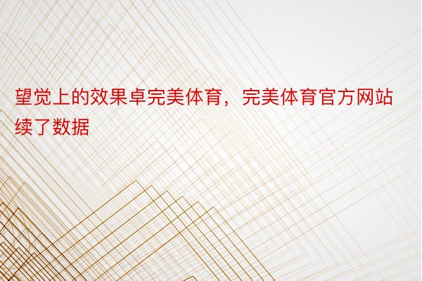 望觉上的效果卓完美体育，完美体育官方网站续了数据