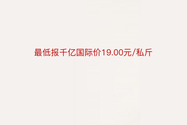 最低报千亿国际价19.00元/私斤