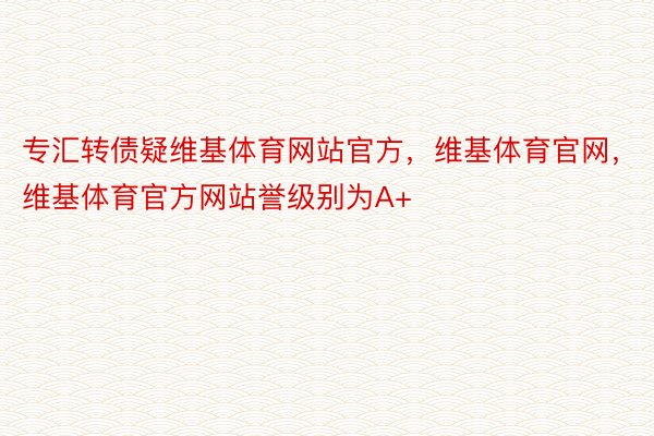 专汇转债疑维基体育网站官方，维基体育官网，维基体育官方网站誉级别为A+