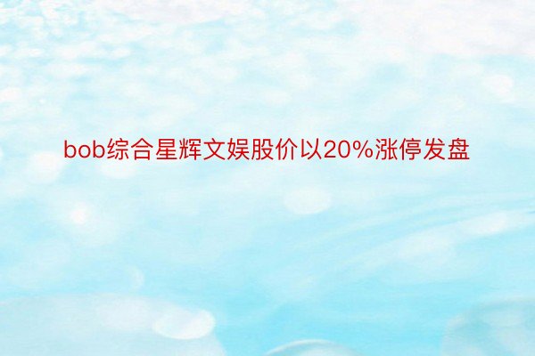 bob综合星辉文娱股价以20%涨停发盘