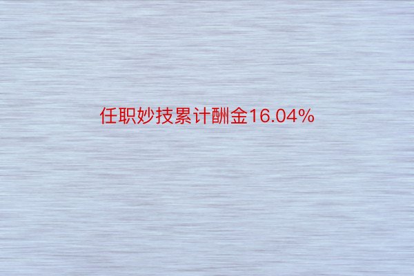 任职妙技累计酬金16.04%