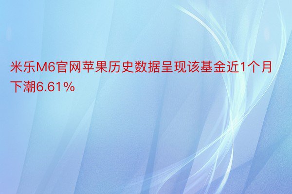 米乐M6官网苹果历史数据呈现该基金近1个月下潮6.61%