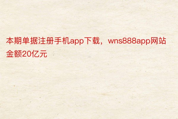 本期单据注册手机app下载，wns888app网站金额20亿元