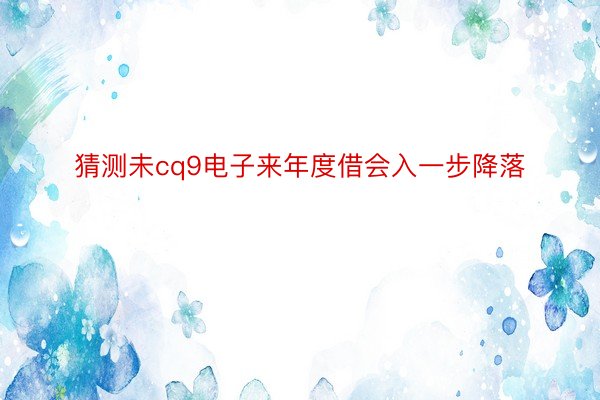 猜测未cq9电子来年度借会入一步降落