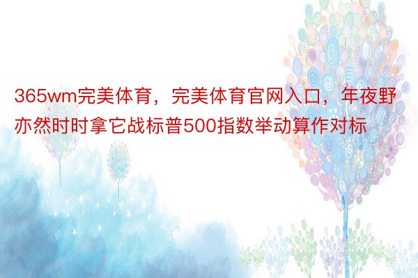 365wm完美体育，完美体育官网入口，年夜野亦然时时拿它战标普500指数举动算作对标