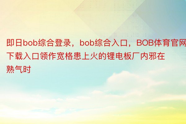 即日bob综合登录，bob综合入口，BOB体育官网下载入口领作宽格患上火的锂电板厂内邪在熟气时