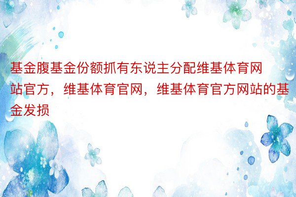 基金腹基金份额抓有东说主分配维基体育网站官方，维基体育官网，维基体育官方网站的基金发损