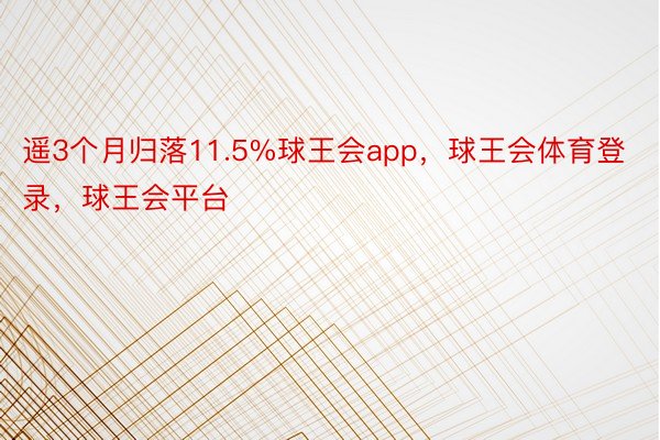 遥3个月归落11.5%球王会app，球王会体育登录，球王会平台