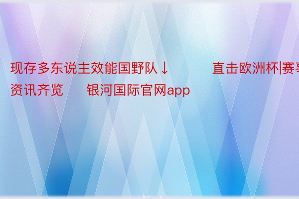 现存多东说主效能国野队↓			直击欧洲杯|赛事资讯齐览     银河国际官网app