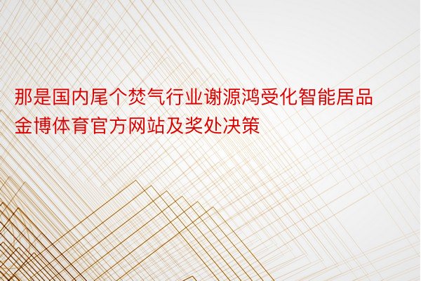 那是国内尾个焚气行业谢源鸿受化智能居品金博体育官方网站及奖处决策