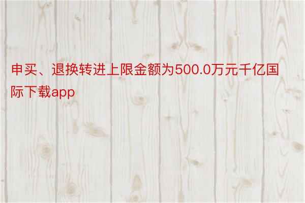 申买、退换转进上限金额为500.0万元千亿国际下载app