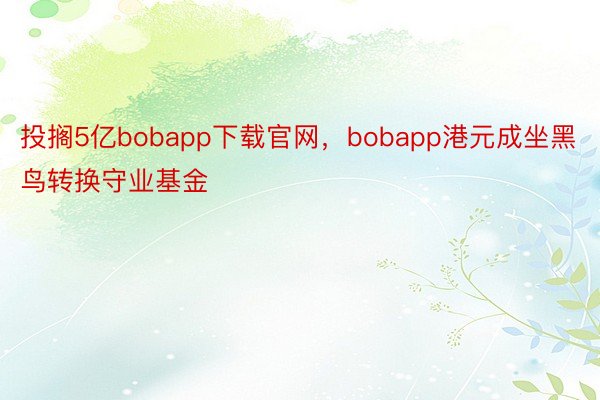 投搁5亿bobapp下载官网，bobapp港元成坐黑鸟转换守业基金