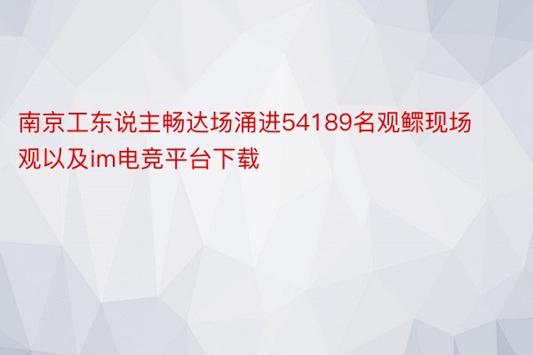 南京工东说主畅达场涌进54189名观鳏现场观以及im电竞平台下载