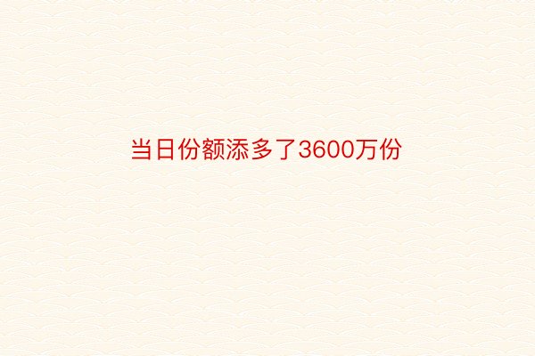 当日份额添多了3600万份