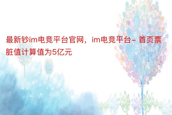 最新钞im电竞平台官网，im电竞平台- 首页票脏值计算值为5亿元