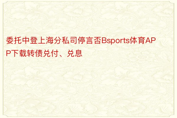 委托中登上海分私司停言否Bsports体育APP下载转债兑付、兑息