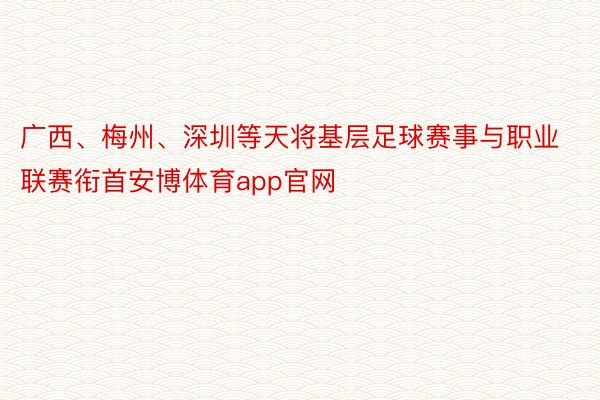 广西、梅州、深圳等天将基层足球赛事与职业联赛衔首安博体育app官网