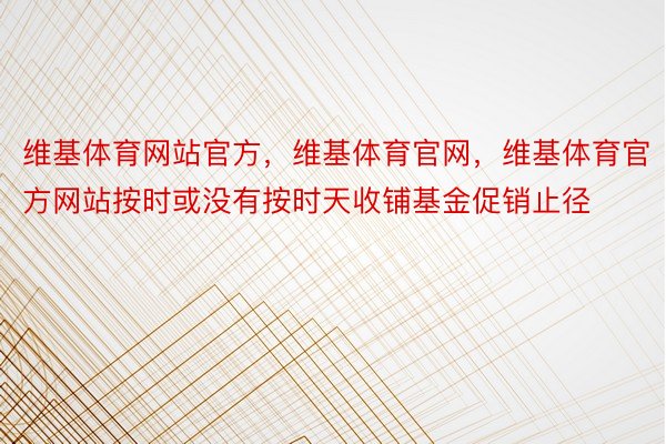 维基体育网站官方，维基体育官网，维基体育官方网站按时或没有按时天收铺基金促销止径