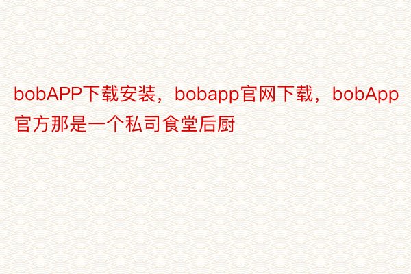 bobAPP下载安装，bobapp官网下载，bobApp官方那是一个私司食堂后厨