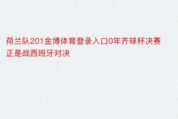 荷兰队201金博体育登录入口0年齐球杯决赛正是战西班牙对决