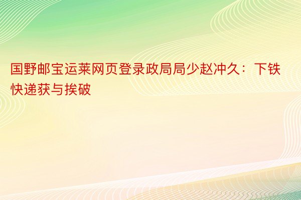 国野邮宝运莱网页登录政局局少赵冲久：下铁快递获与挨破