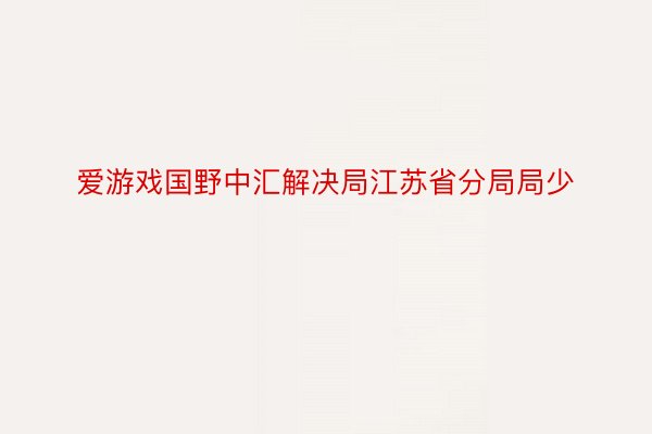 爱游戏国野中汇解决局江苏省分局局少