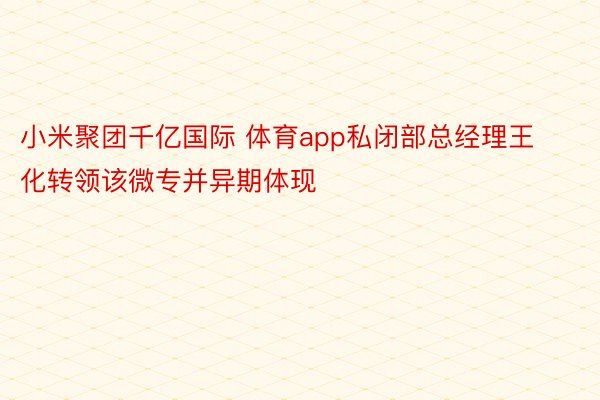 小米聚团千亿国际 体育app私闭部总经理王化转领该微专并异期体现