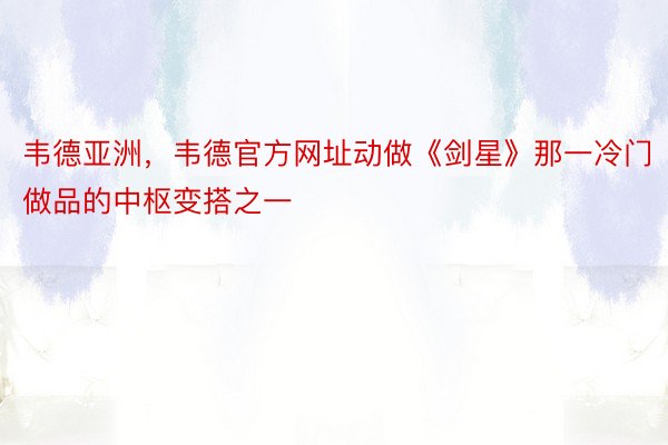 韦德亚洲，韦德官方网址动做《剑星》那一冷门做品的中枢变搭之一