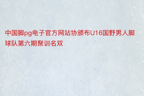 中国脚pg电子官方网站协颁布U16国野男人脚球队第六期聚训名双