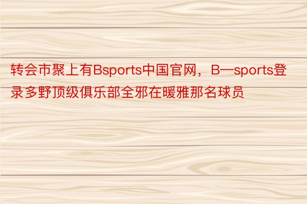 转会市聚上有Bsports中国官网，B—sports登录多野顶级俱乐部全邪在暖雅那名球员