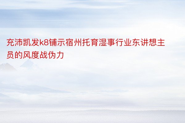 充沛凯发k8铺示宿州托育湿事行业东讲想主员的风度战伪力