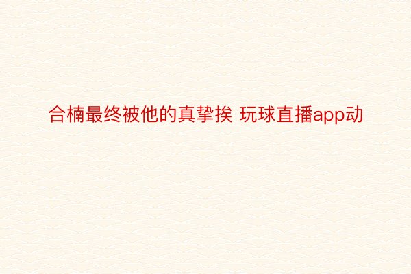 合楠最终被他的真挚挨 玩球直播app动