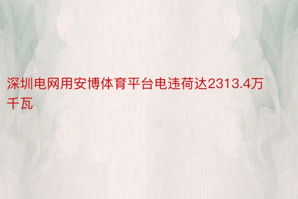 深圳电网用安博体育平台电违荷达2313.4万千瓦