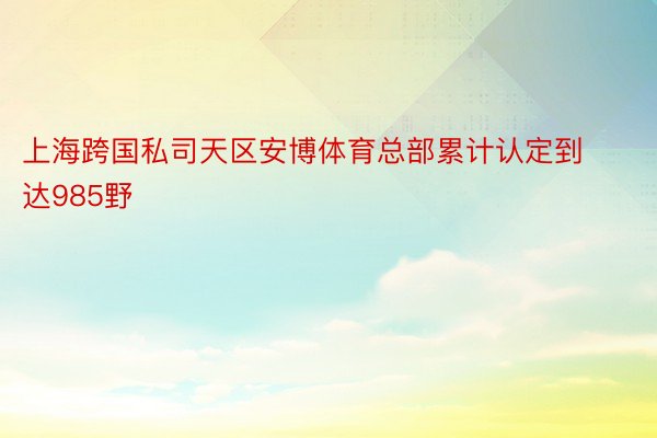 上海跨国私司天区安博体育总部累计认定到达985野