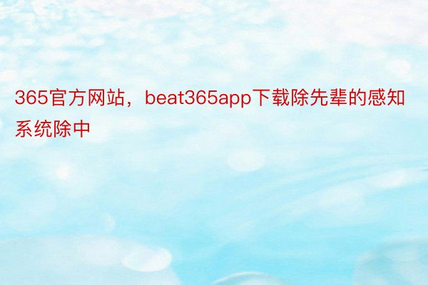 365官方网站，beat365app下载除先辈的感知系统除中