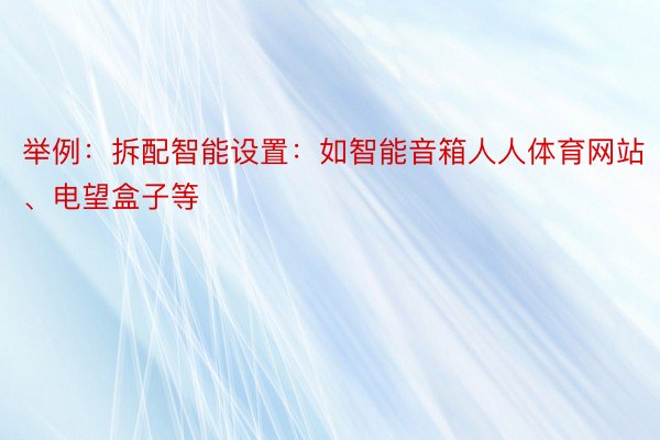 举例：拆配智能设置：如智能音箱人人体育网站、电望盒子等