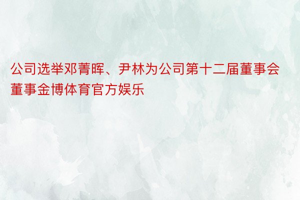 公司选举邓菁晖、尹林为公司第十二届董事会董事金博体育官方娱乐