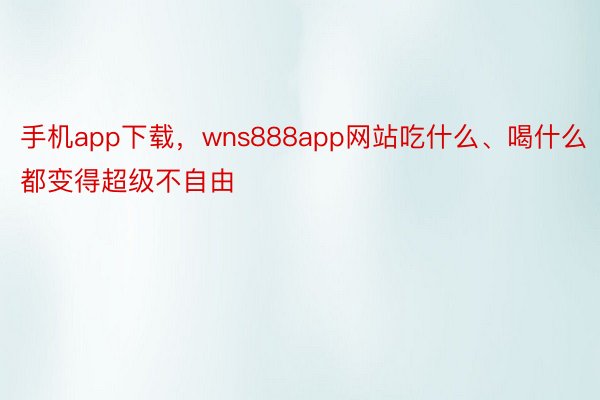 手机app下载，wns888app网站吃什么、喝什么都变得超级不自由